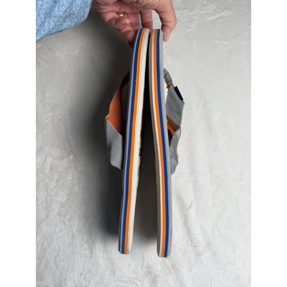 Hari Mari Fields Gray Orange Flip Flop Sandals Mens 13 Comfort Thong Sandals - Picture 3 of 5